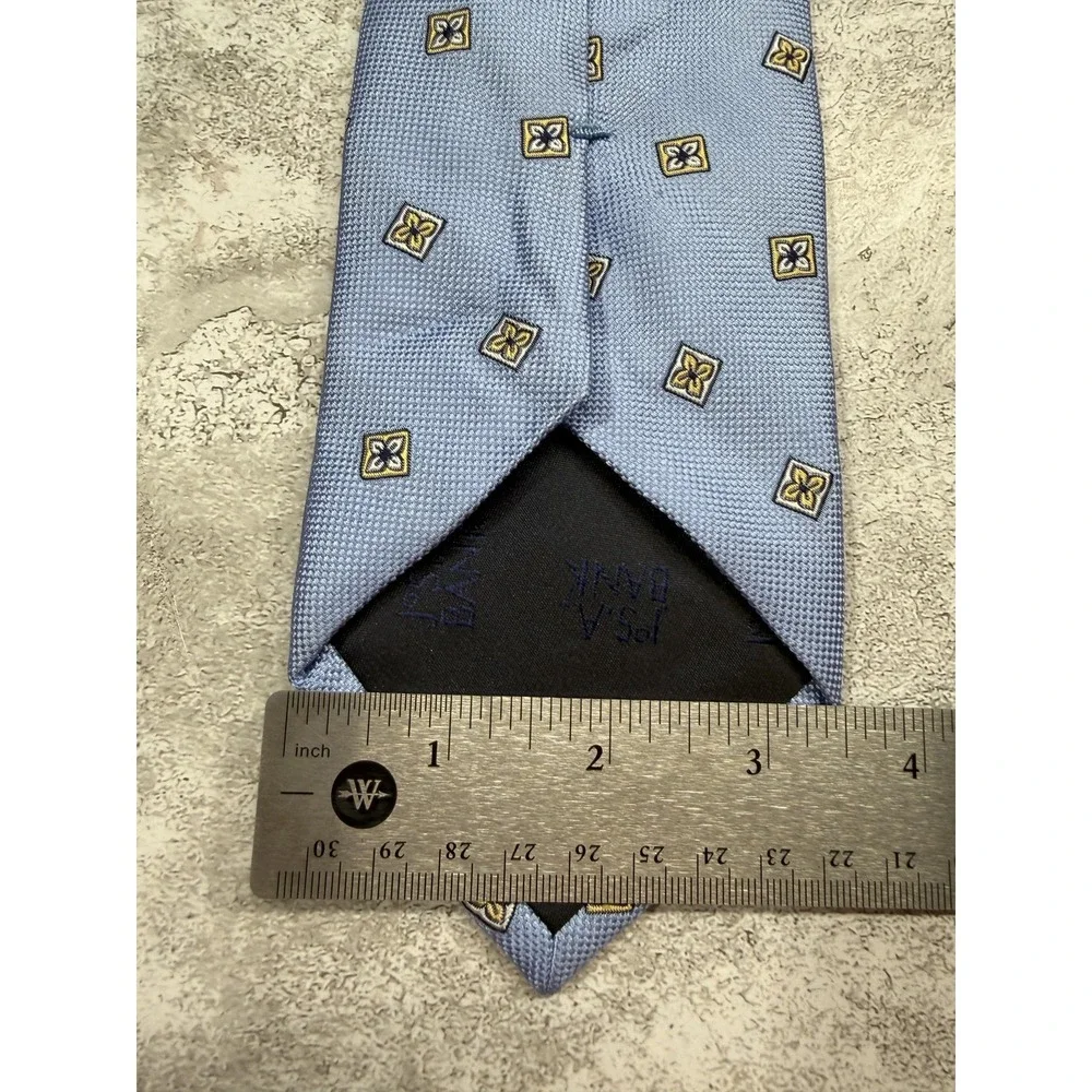 Jos. A. Bank Executive Tie Mens Blue Gold Silk Geometric Jacquard Necktie 60